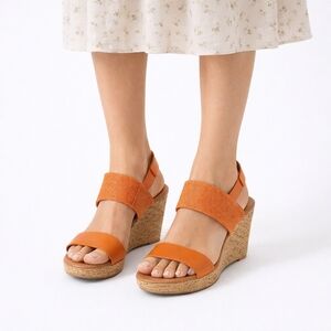 Lucky Brand Tangerine Platform Wedge Sandals Size 9M NIB New In box